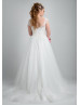 Beaded Lace Tulle Plus Size Ivory Wedding Dress